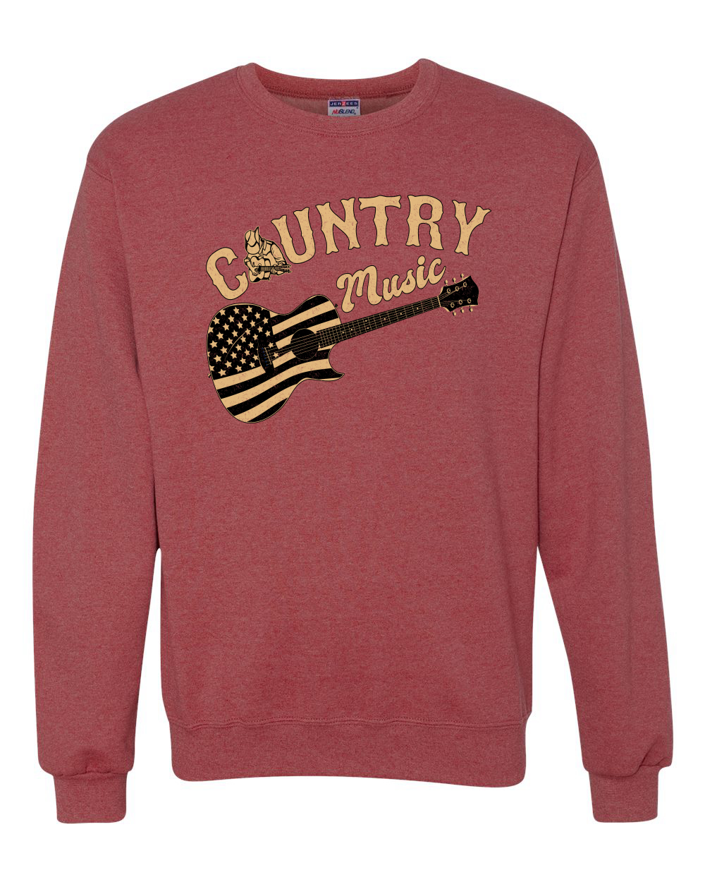 Sudadera gráfica unisex cuello redondo guitarra vintage de música country bandera americana - Imagen 20 de 21