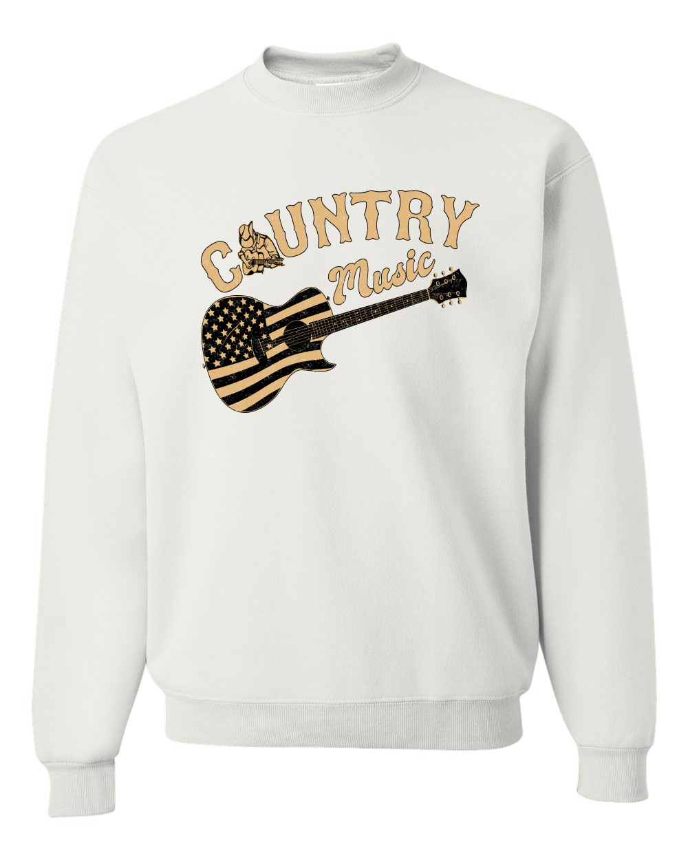 Sudadera gráfica unisex cuello redondo guitarra vintage de música country bandera americana - Imagen 21 de 21