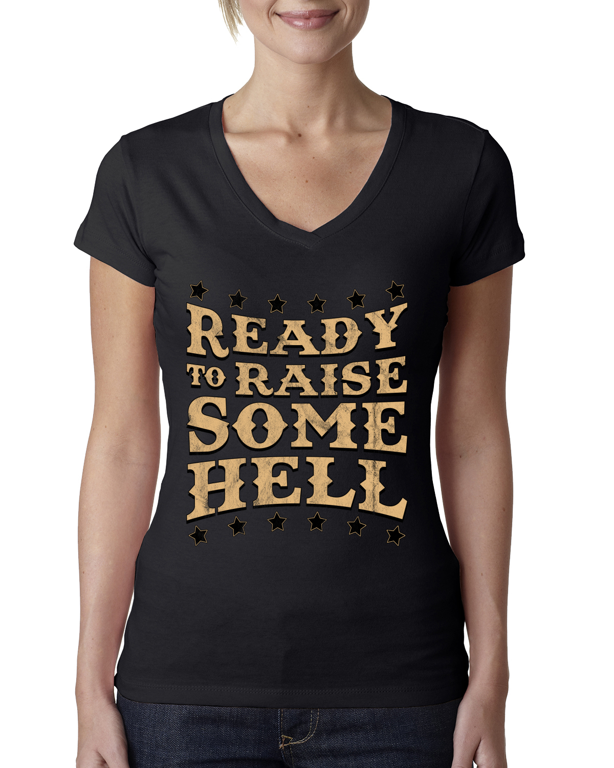 Ready to Raise Some Hell Damen Junior V-Ausschnitt T-Shirt - Bild 3 von 13