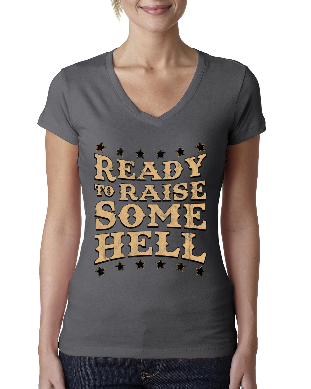 Ready to Raise Some Hell Damen Junior V-Ausschnitt T-Shirt - Bild 9 von 13