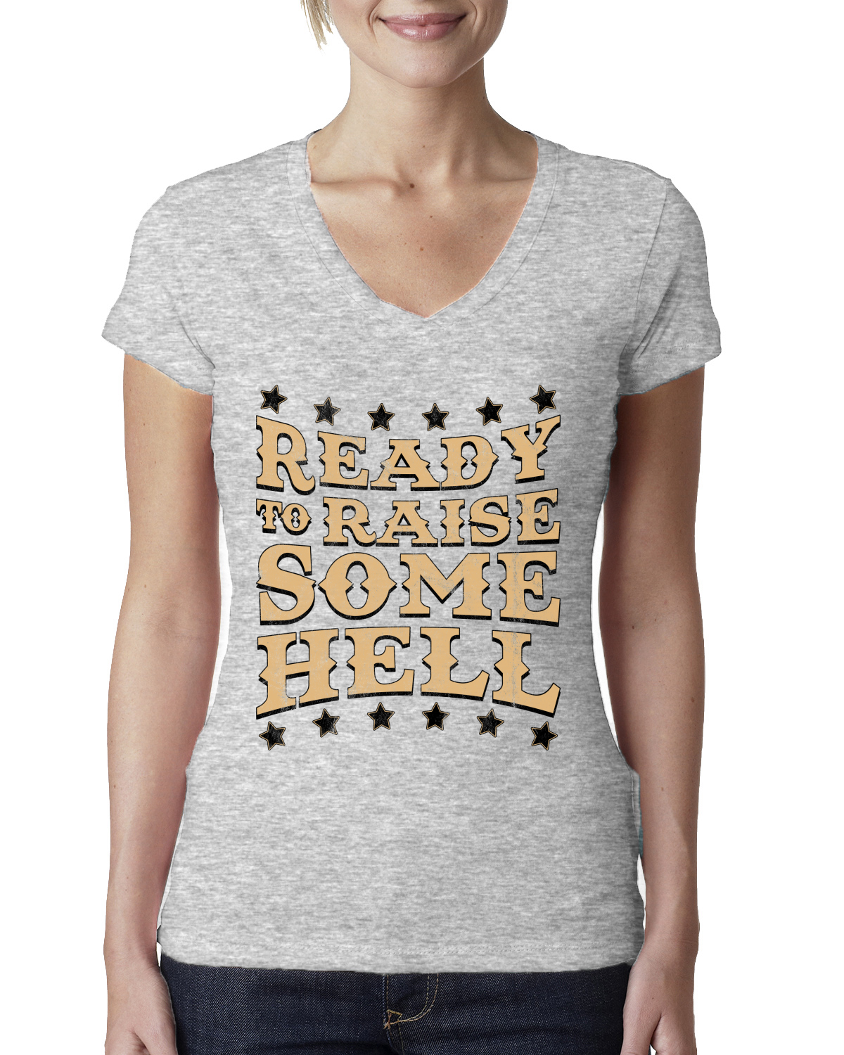 Ready to Raise Some Hell Damen Junior V-Ausschnitt T-Shirt - Bild 4 von 13