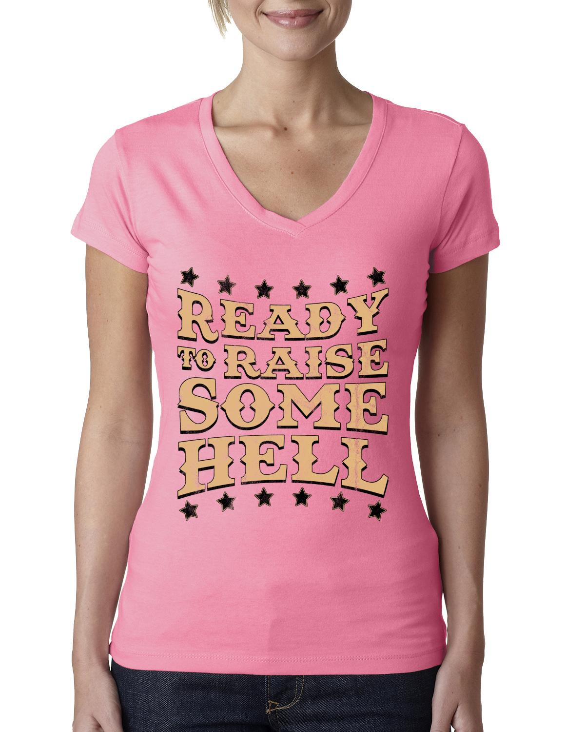 Ready to Raise Some Hell Damen Junior V-Ausschnitt T-Shirt - Bild 10 von 13