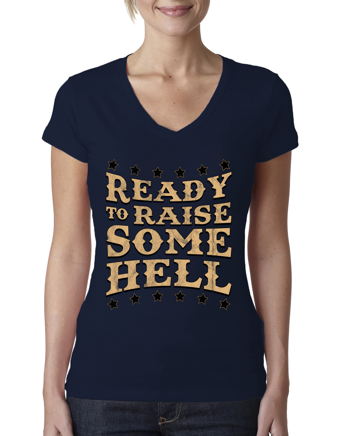 Ready to Raise Some Hell Damen Junior V-Ausschnitt T-Shirt - Bild 5 von 13