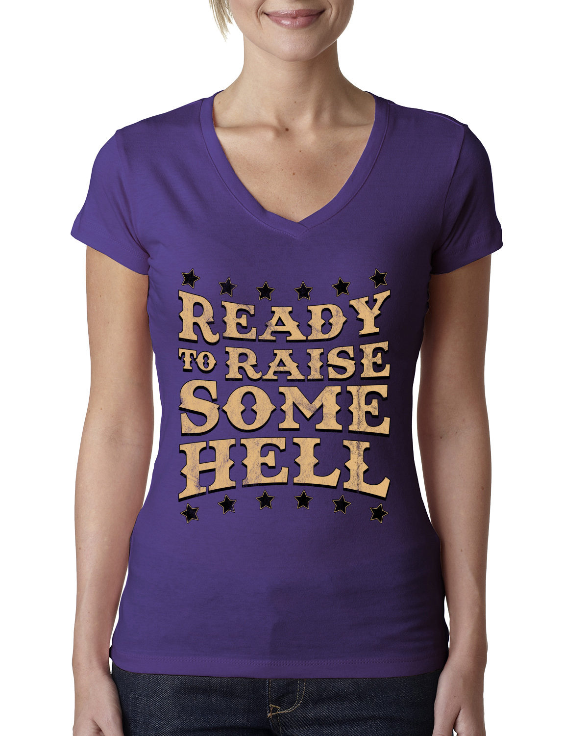 Ready to Raise Some Hell Damen Junior V-Ausschnitt T-Shirt - Bild 11 von 13