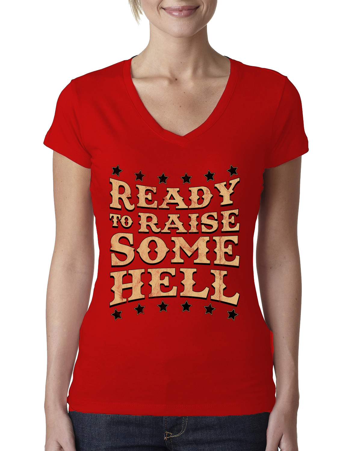 Ready to Raise Some Hell Damen Junior V-Ausschnitt T-Shirt - Bild 6 von 13