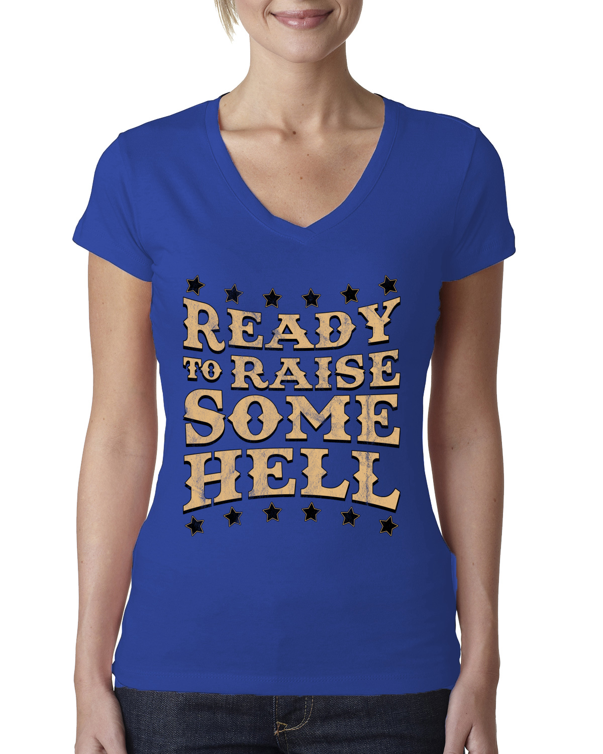 Ready to Raise Some Hell Damen Junior V-Ausschnitt T-Shirt - Bild 7 von 13