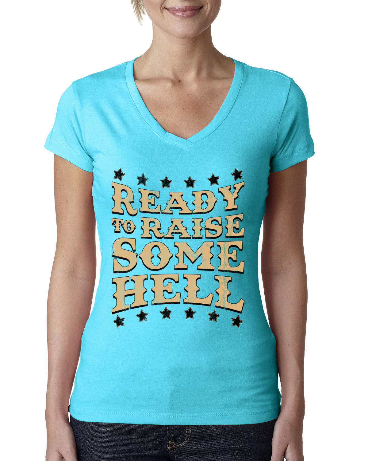 Ready to Raise Some Hell Damen Junior V-Ausschnitt T-Shirt - Bild 13 von 13