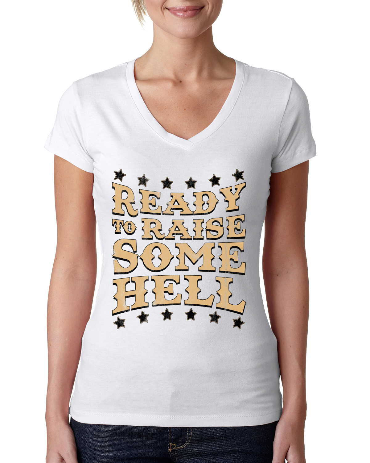 Ready to Raise Some Hell Damen Junior V-Ausschnitt T-Shirt - Bild 8 von 13