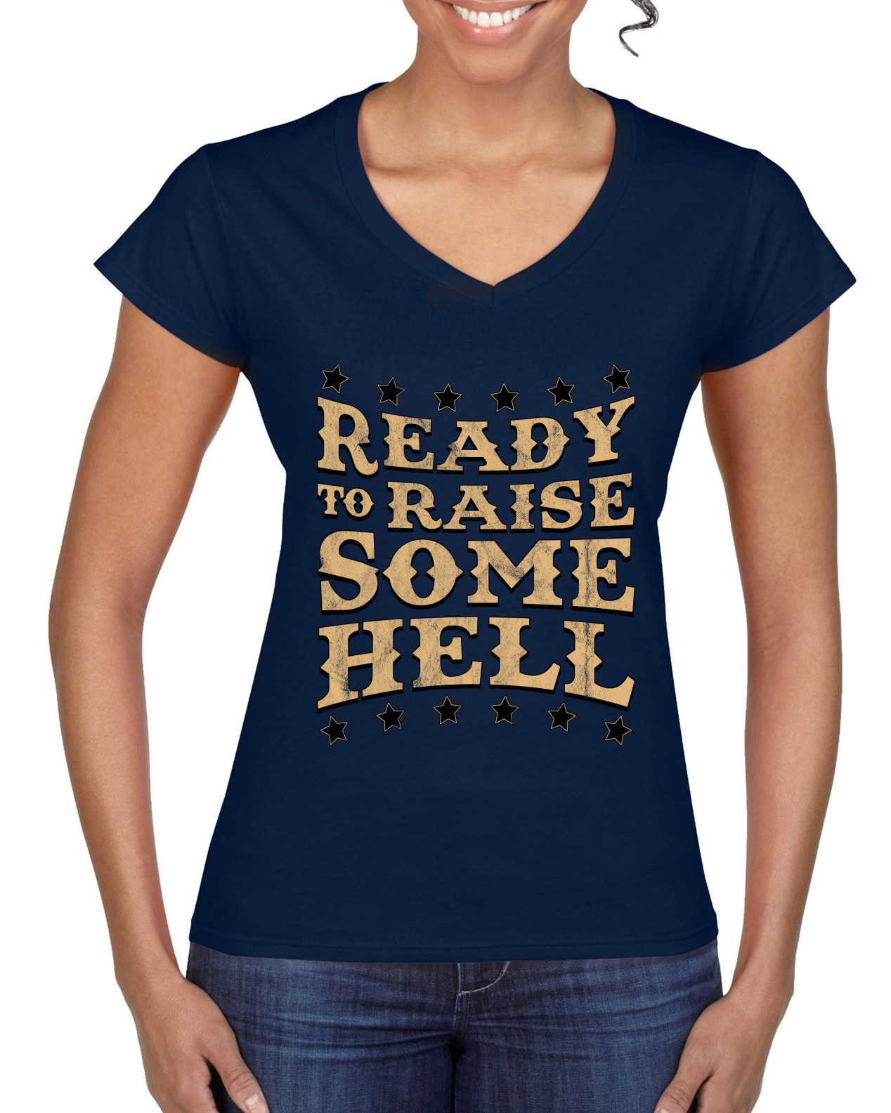 Ready to Raise Some Hell Women Standard V-Neck Tee - Picture 5 of 8