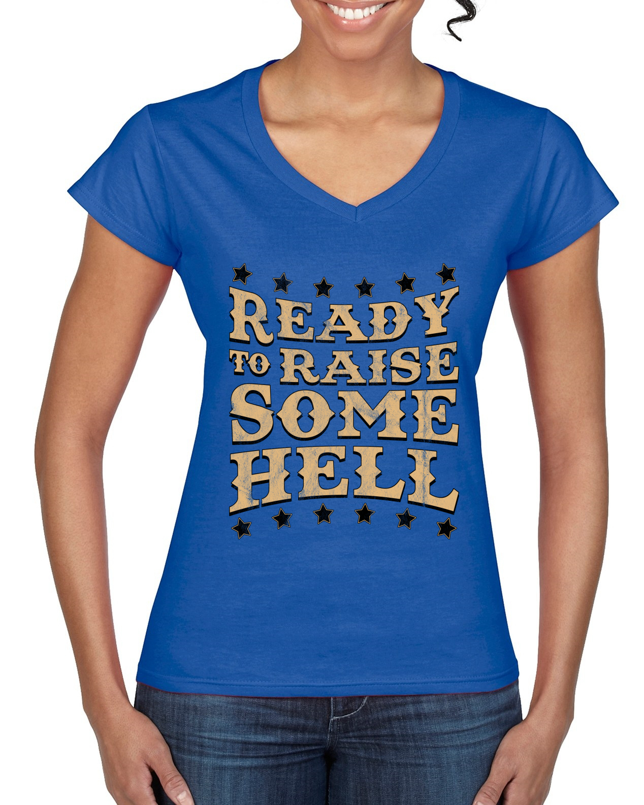 Ready to Raise Some Hell Women Standard V-Neck Tee - Picture 7 of 8
