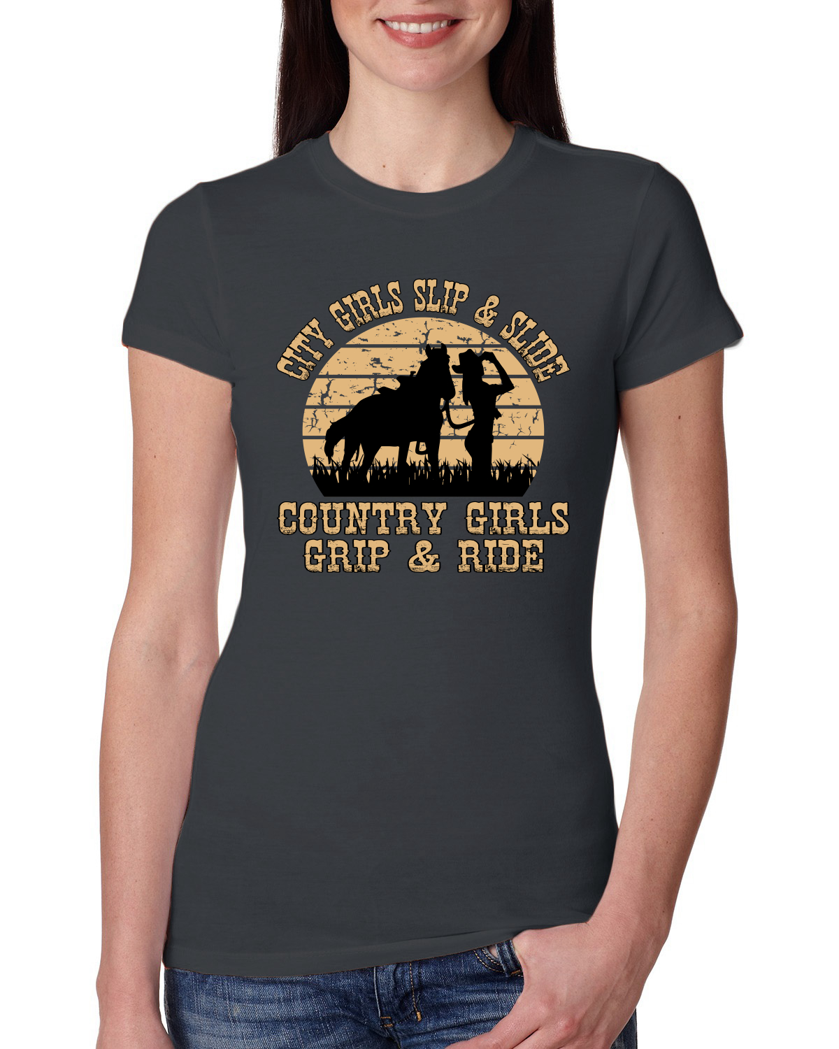 City Girls Slip & Slide Country Girls Grip & Ride Women Slim Fit Junior Tee - Picture 10 of 15