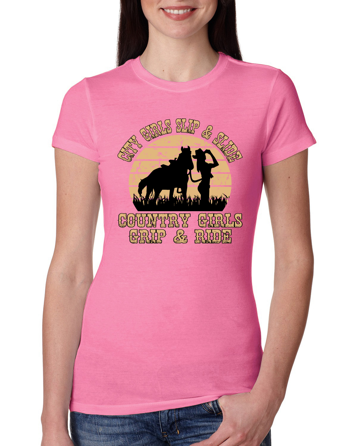City Girls Slip & Slide Country Girls Grip & Ride Women Slim Fit Junior Tee - Picture 11 of 15