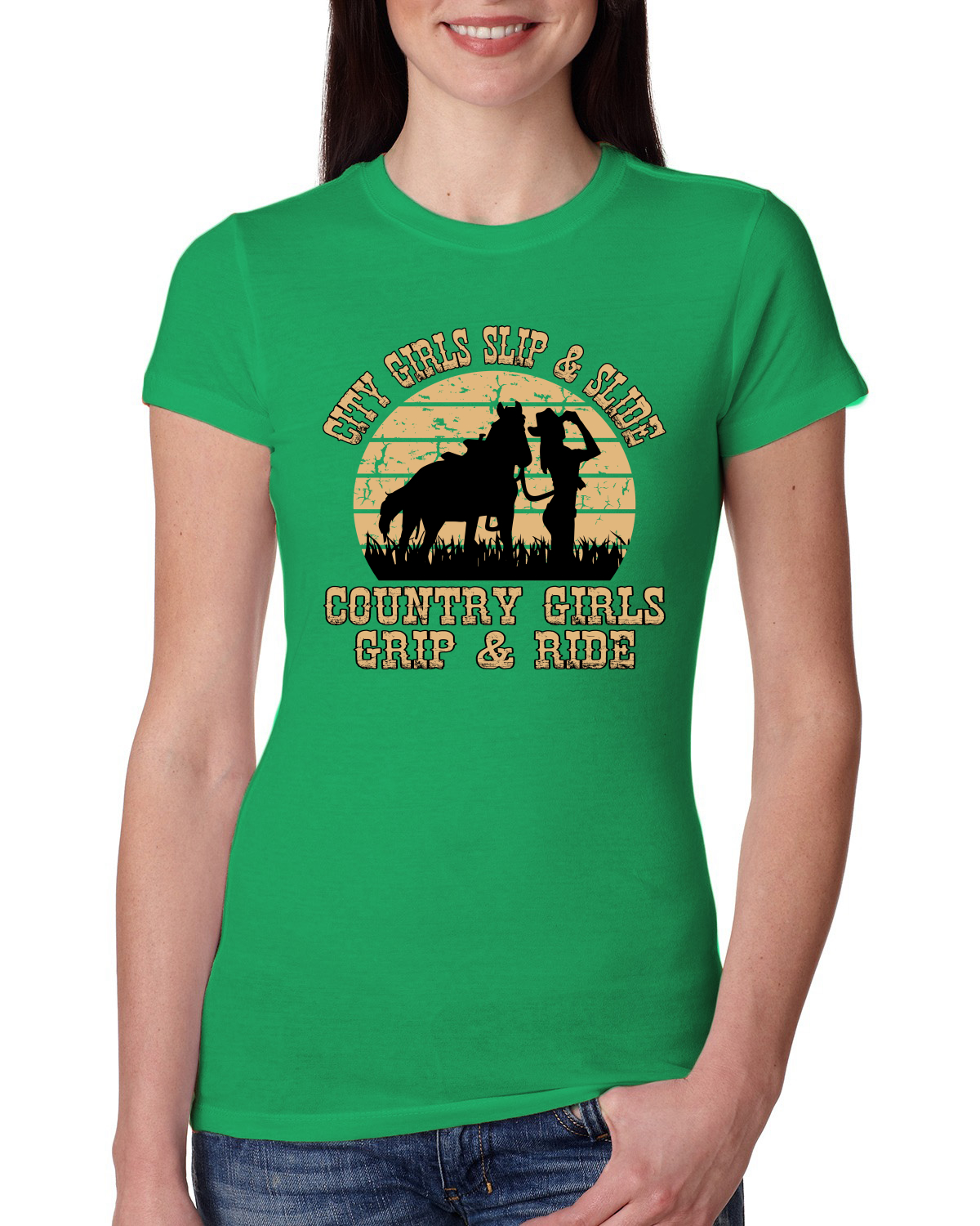 City Girls Slip & Slide Country Girls Grip & Ride Women Slim Fit Junior Tee - Picture 5 of 15