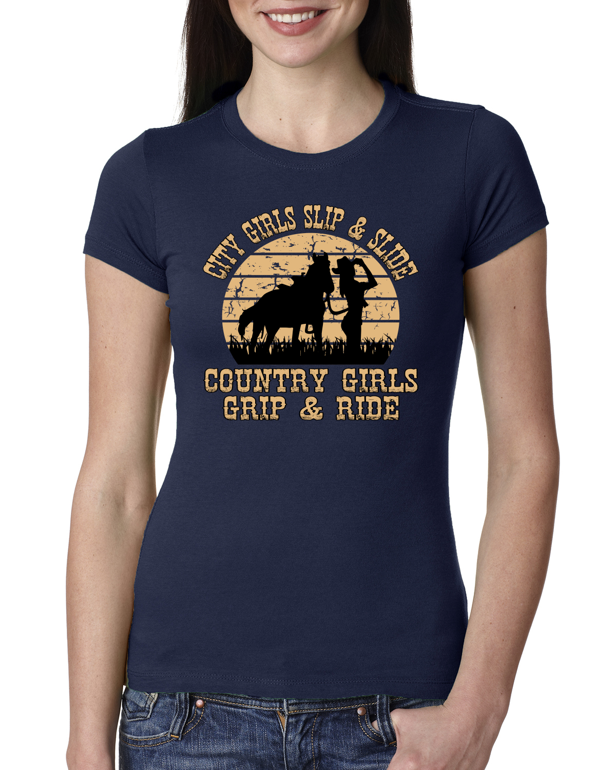 City Girls Slip & Slide Country Girls Grip & Ride Women Slim Fit Junior Tee - Picture 6 of 15