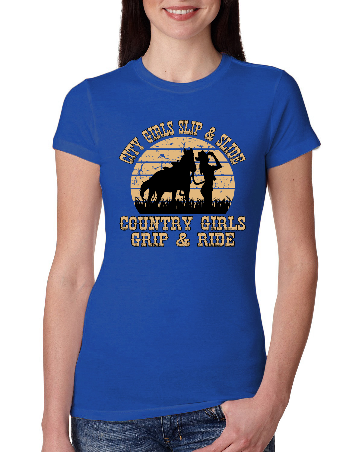 City Girls Slip & Slide Country Girls Grip & Ride Women Slim Fit Junior Tee - Picture 8 of 15
