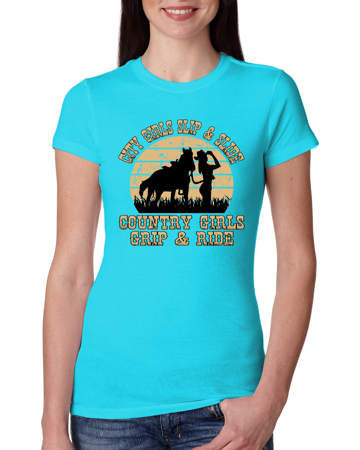 City Girls Slip & Slide Country Girls Grip & Ride Women Slim Fit Junior Tee - Picture 15 of 15
