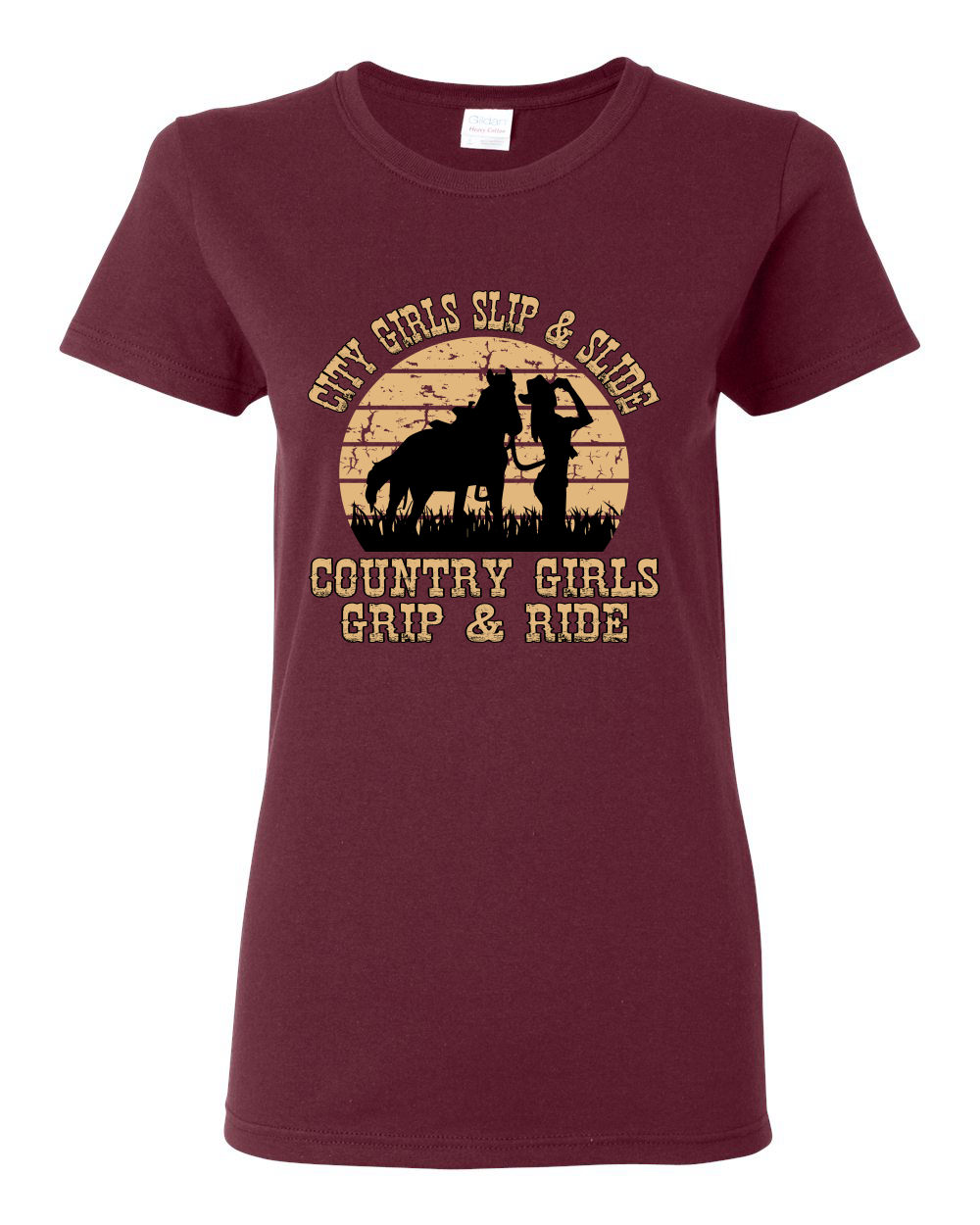 City Girls Slip And Slide Country Girls Grip And Ride Women Graphic Shirt - Picture 10 of 18
