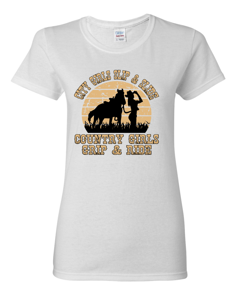 City Girls Slip And Slide Country Girls Grip And Ride Women Graphic Shirt - Picture 16 of 18