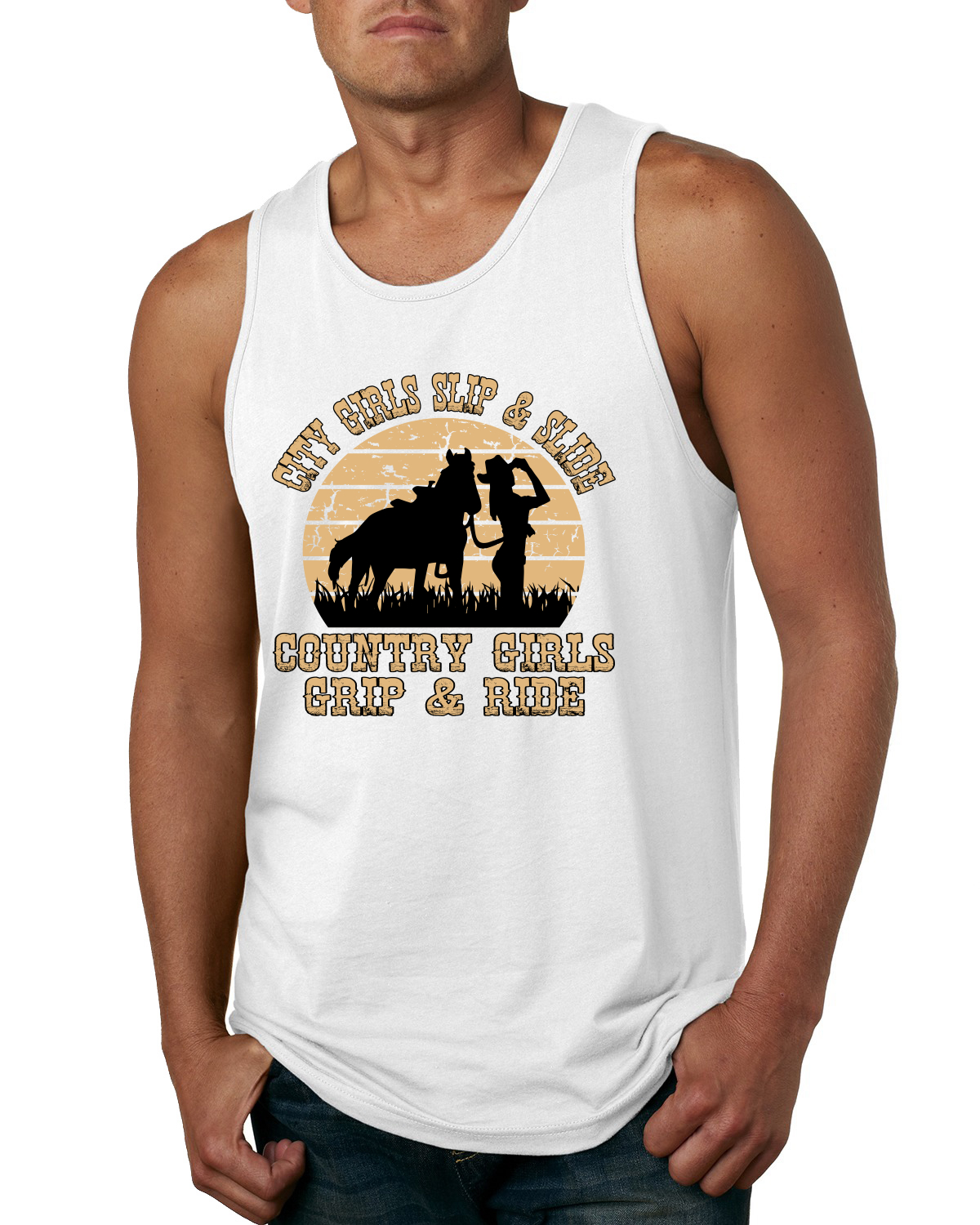 Camiseta sin mangas gráfica City Girls deslizante y deslizante campo niñas agarre y paseo para hombres - Imagen 9 de 9