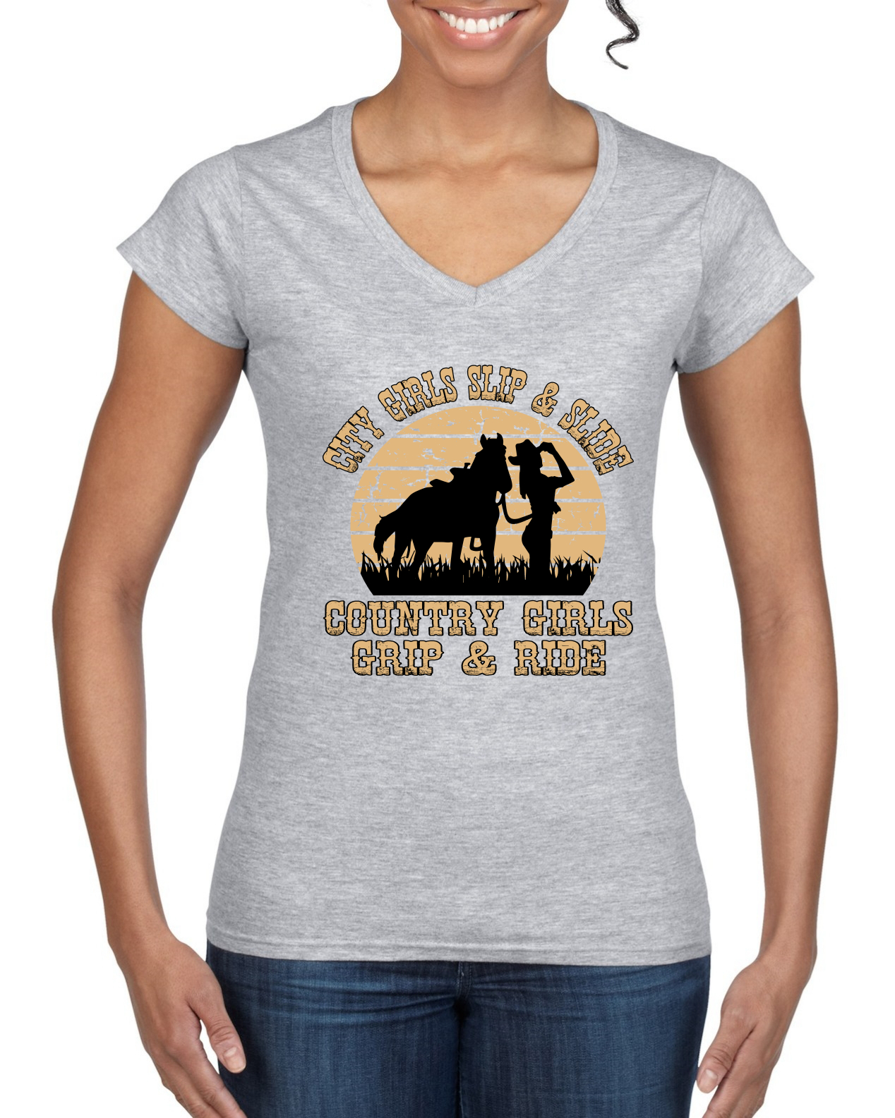 Camiseta City Niñas Deslizante y Deslizante Campo Niñas Grip & Ride Mujeres Estándar Cuello en V - Imagen 4 de 8