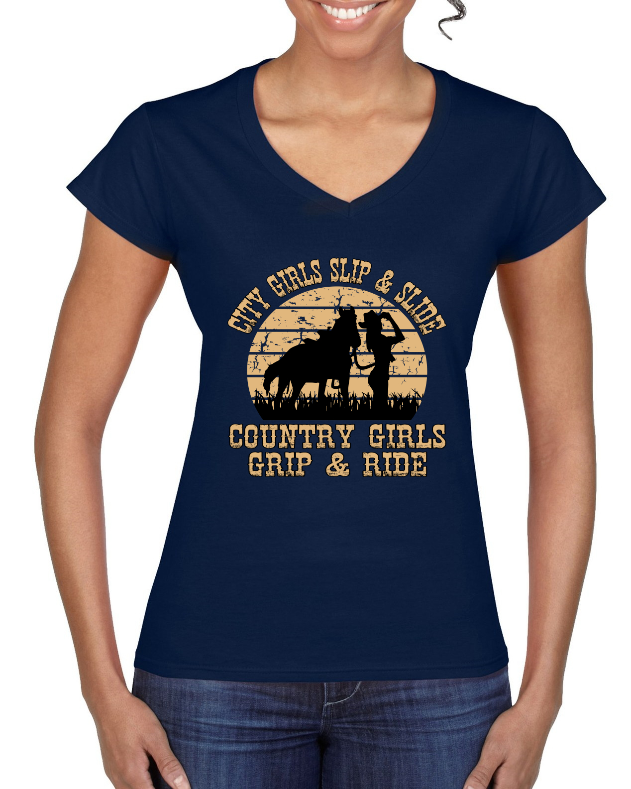 Camiseta City Niñas Deslizante y Deslizante Campo Niñas Grip & Ride Mujeres Estándar Cuello en V - Imagen 5 de 8