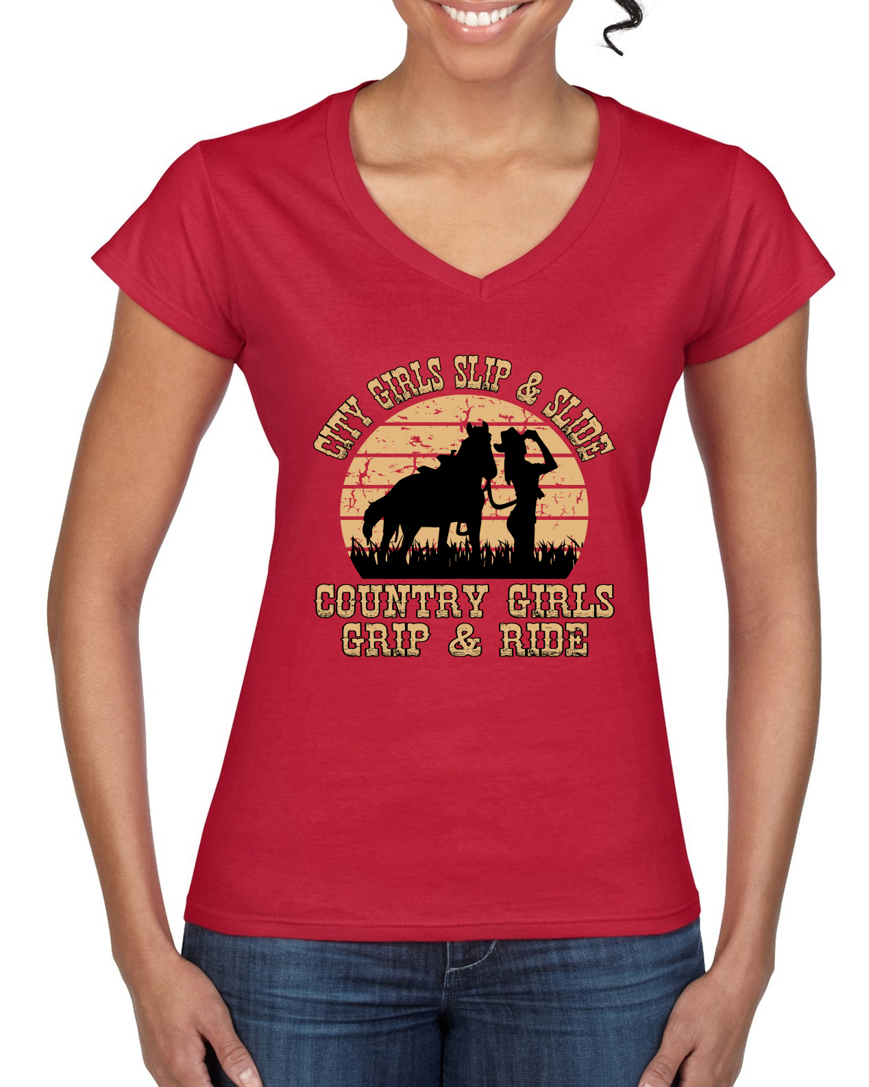 Camiseta City Niñas Deslizante y Deslizante Campo Niñas Grip & Ride Mujeres Estándar Cuello en V - Imagen 6 de 8