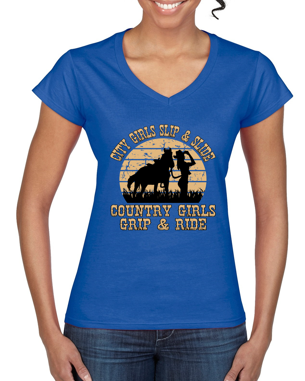 Camiseta City Niñas Deslizante y Deslizante Campo Niñas Grip & Ride Mujeres Estándar Cuello en V - Imagen 7 de 8