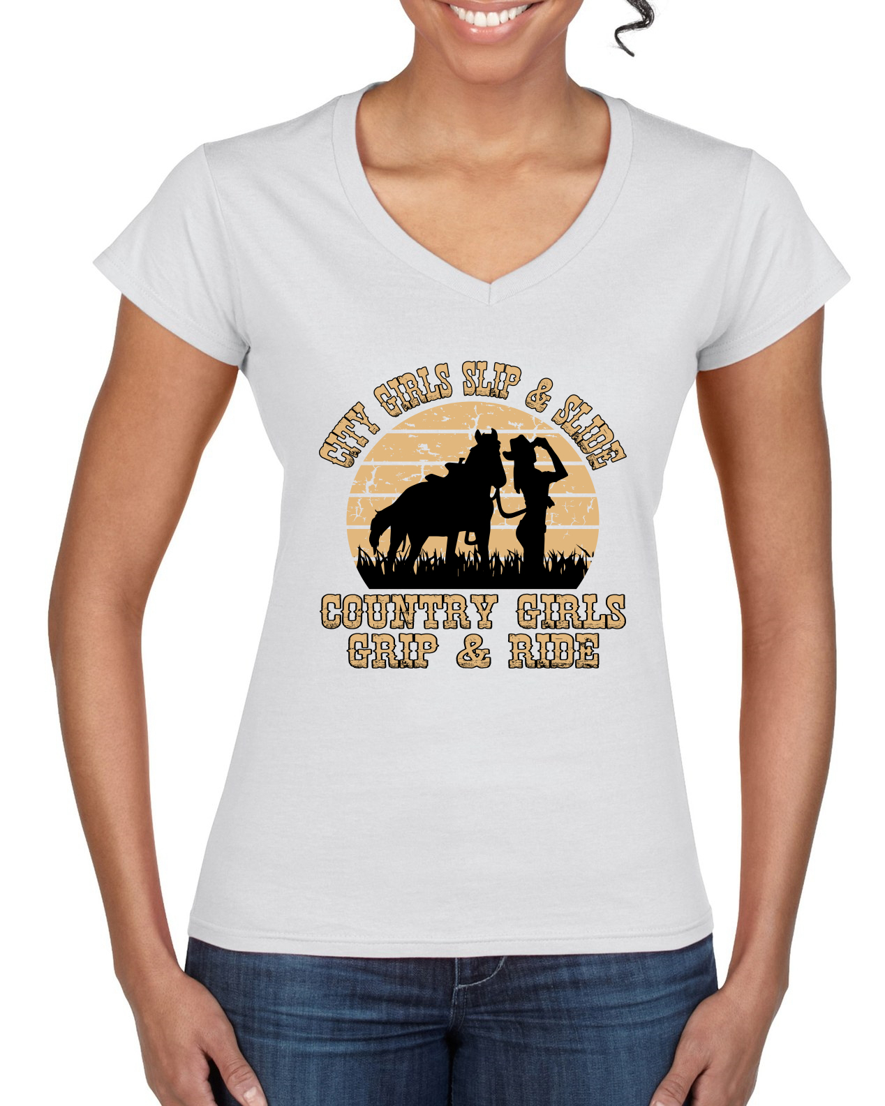 Camiseta City Niñas Deslizante y Deslizante Campo Niñas Grip & Ride Mujeres Estándar Cuello en V - Imagen 8 de 8