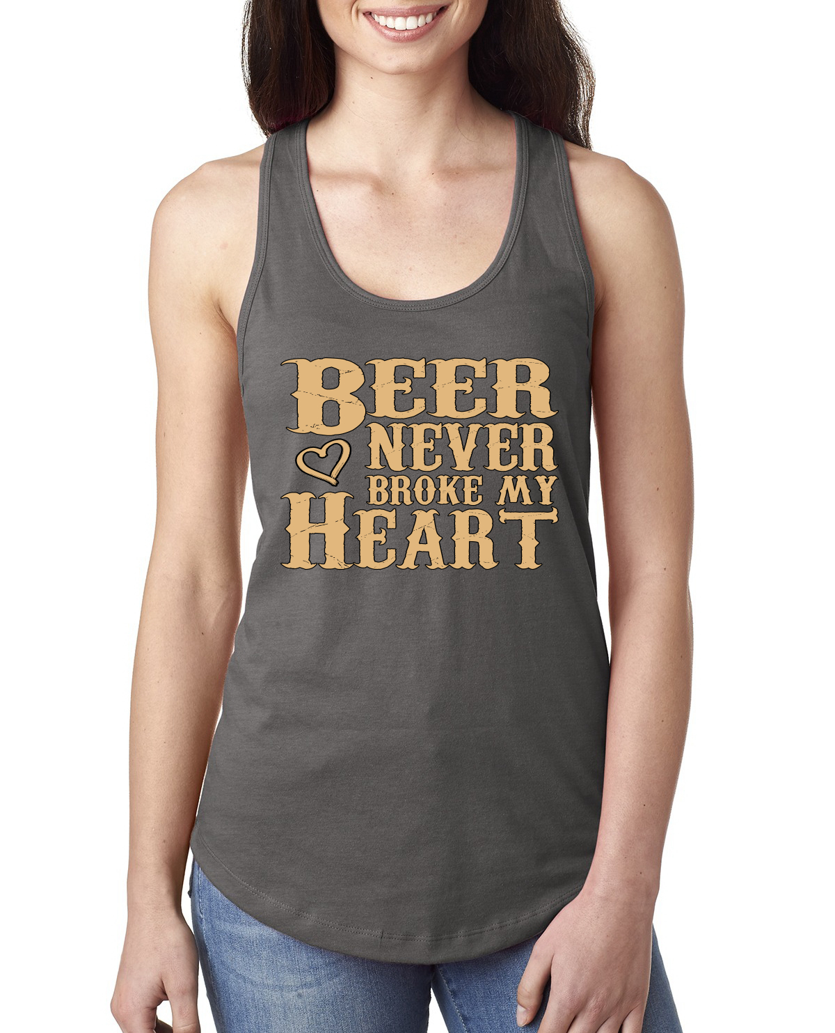 Camiseta sin mangas Beer Never Broke My Heart divertida bebida cerveza damas Racerback - Imagen 10 de 15