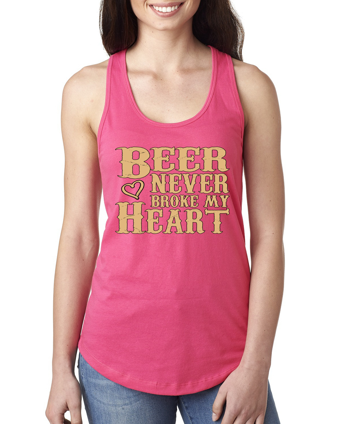 Camiseta sin mangas Beer Never Broke My Heart divertida bebida cerveza damas Racerback - Imagen 11 de 15