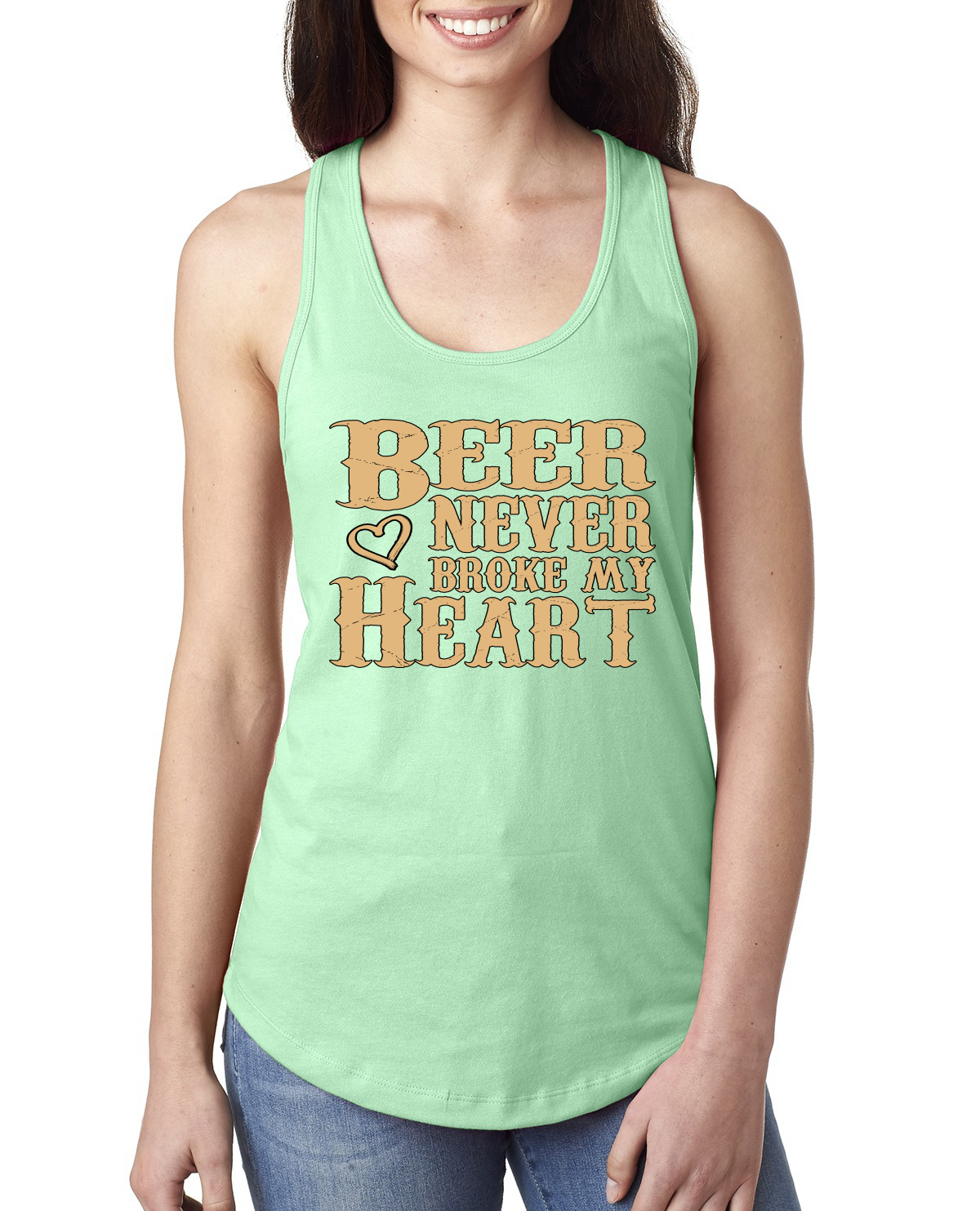 Camiseta sin mangas Beer Never Broke My Heart divertida bebida cerveza damas Racerback - Imagen 12 de 15