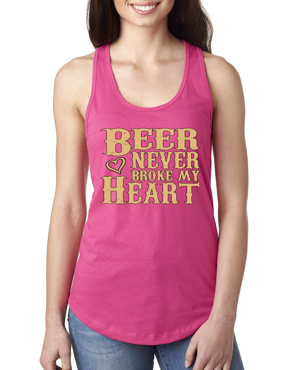 Camiseta sin mangas Beer Never Broke My Heart divertida bebida cerveza damas Racerback - Imagen 14 de 15