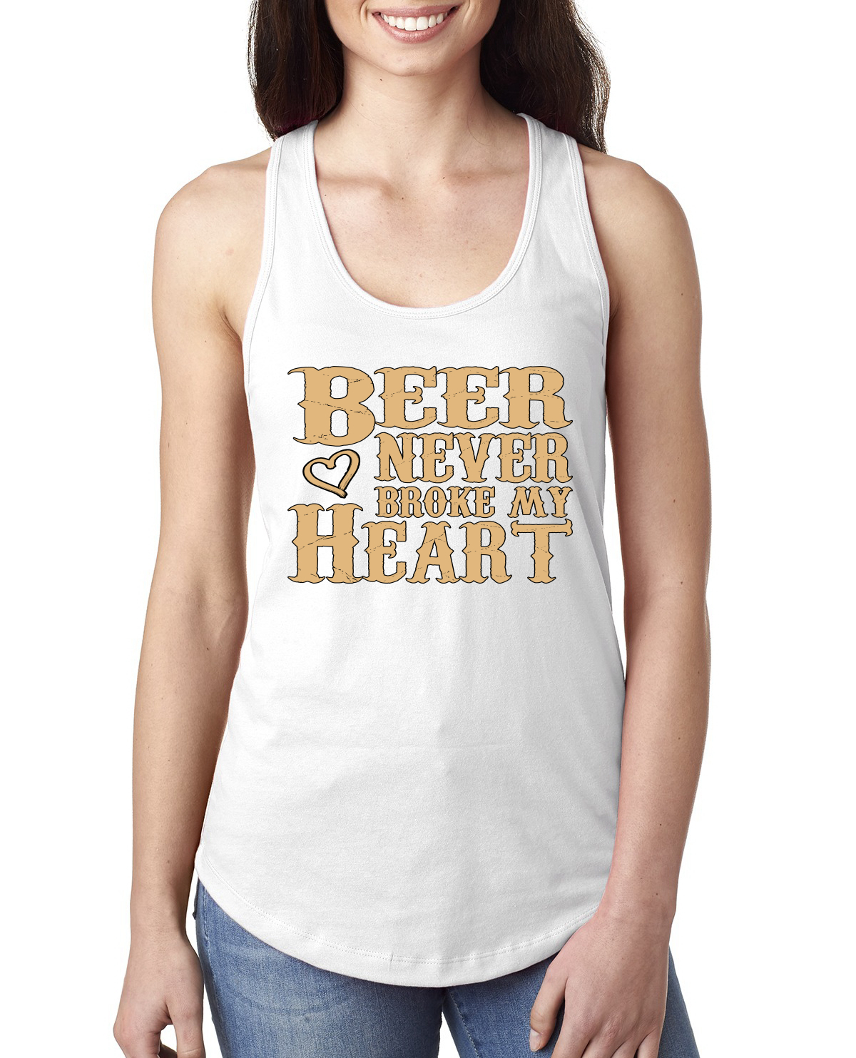 Camiseta sin mangas Beer Never Broke My Heart divertida bebida cerveza damas Racerback - Imagen 9 de 15