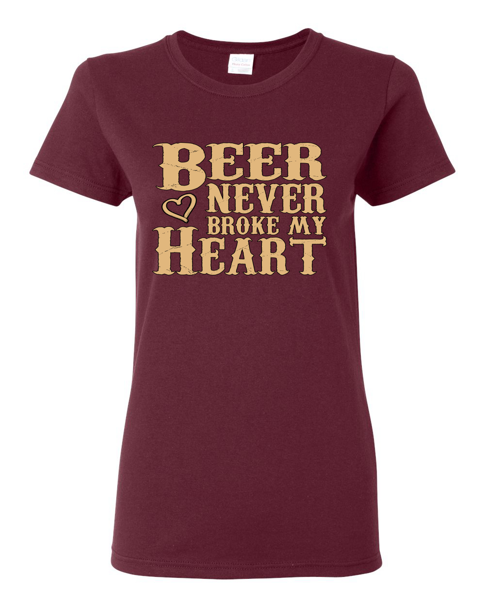 Beer Never Broke My Heart Funny Beer Drinking Women Graphic Shirt - Picture 10 of 18