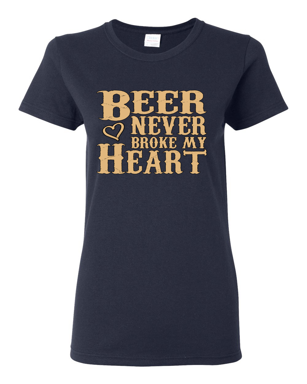 Beer Never Broke My Heart Funny Beer Drinking Women Graphic Shirt - Picture 11 of 18