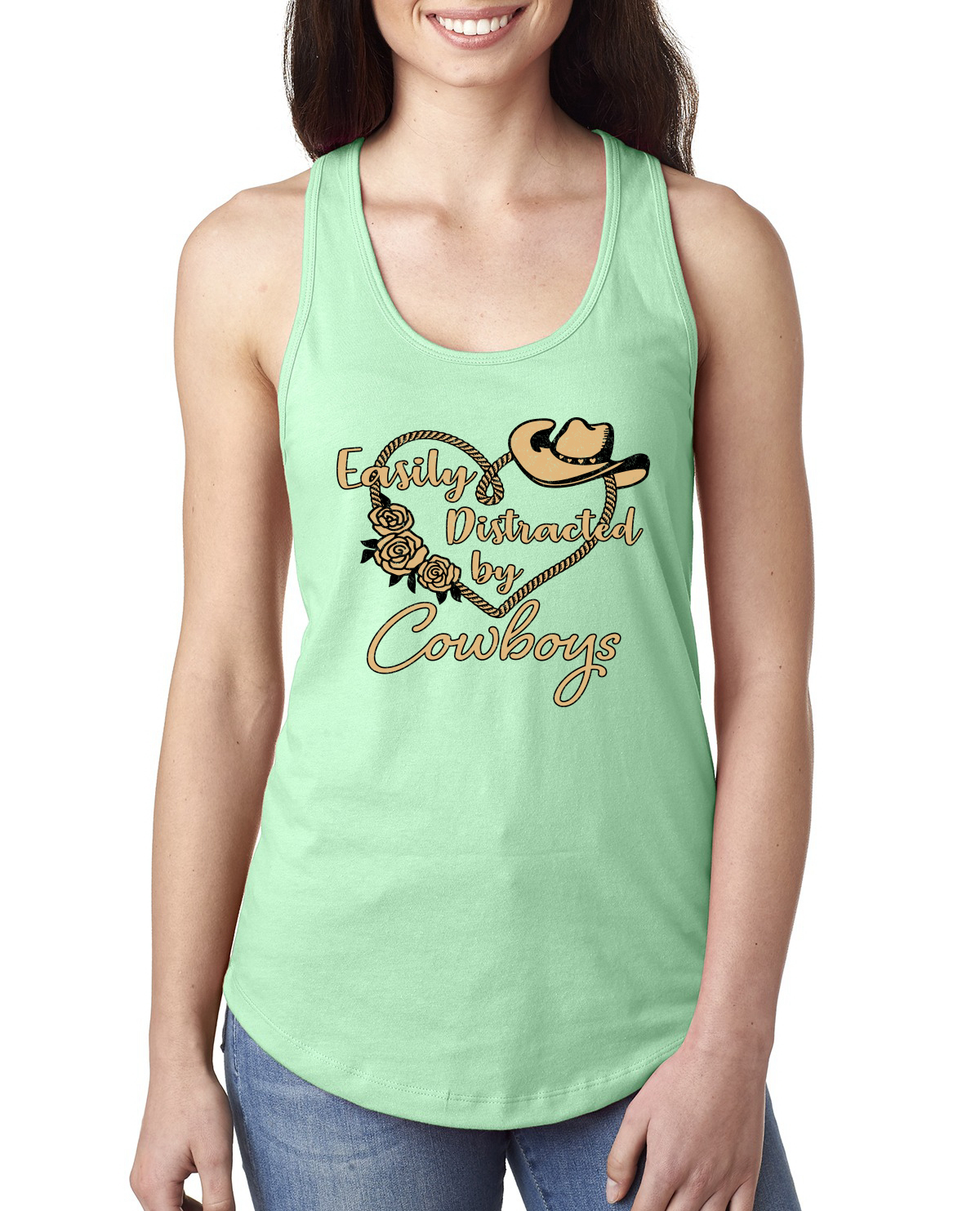 Camiseta sin mangas Racerback Easy Distracted by Cowboys Southern West Wild Ladies - Imagen 12 de 15