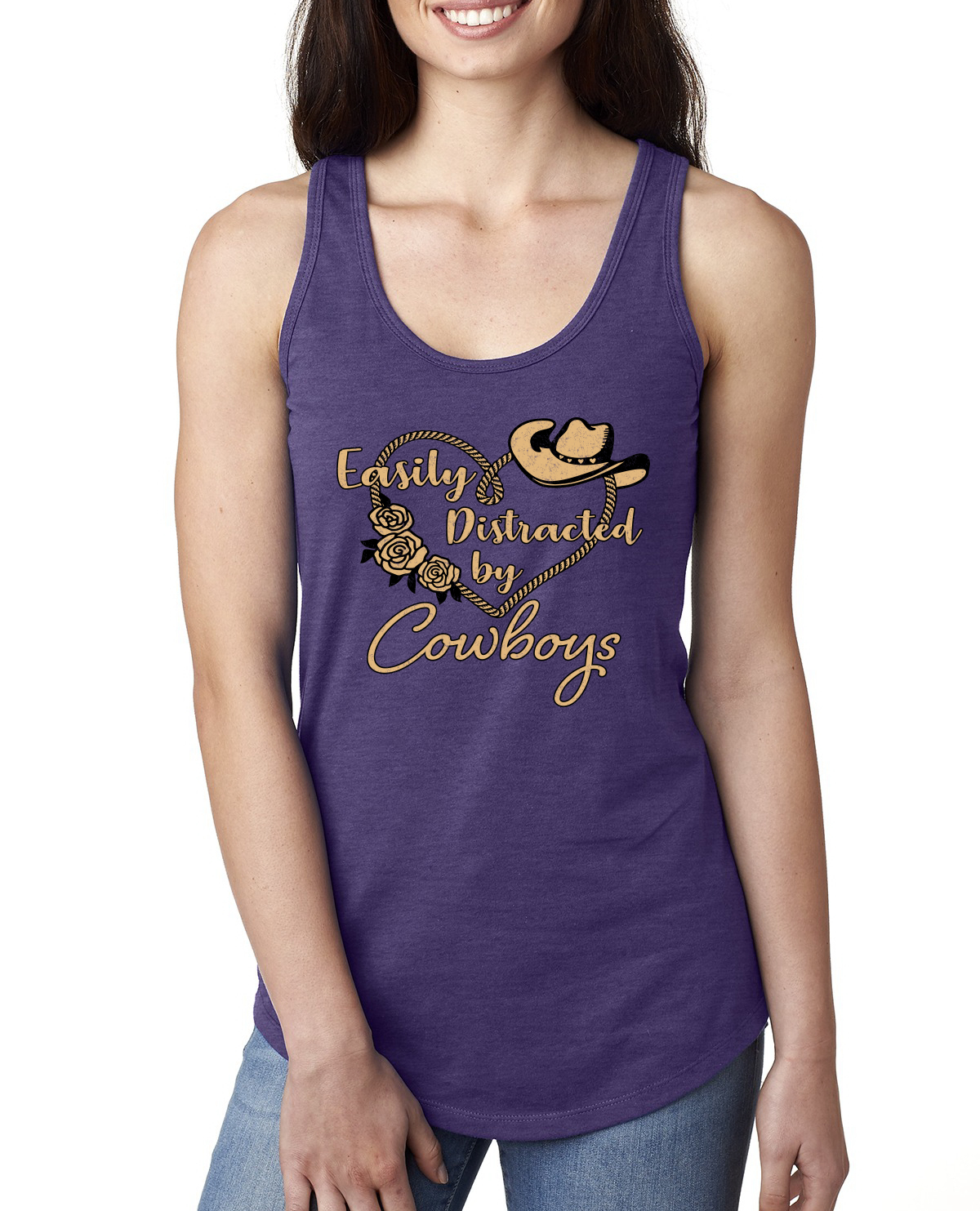 Camiseta sin mangas Racerback Easy Distracted by Cowboys Southern West Wild Ladies - Imagen 13 de 15
