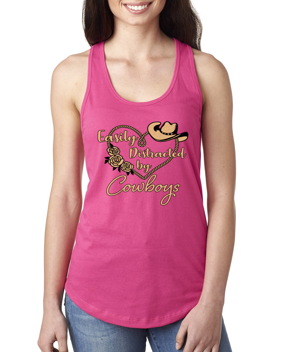 Camiseta sin mangas Racerback Easy Distracted by Cowboys Southern West Wild Ladies - Imagen 14 de 15