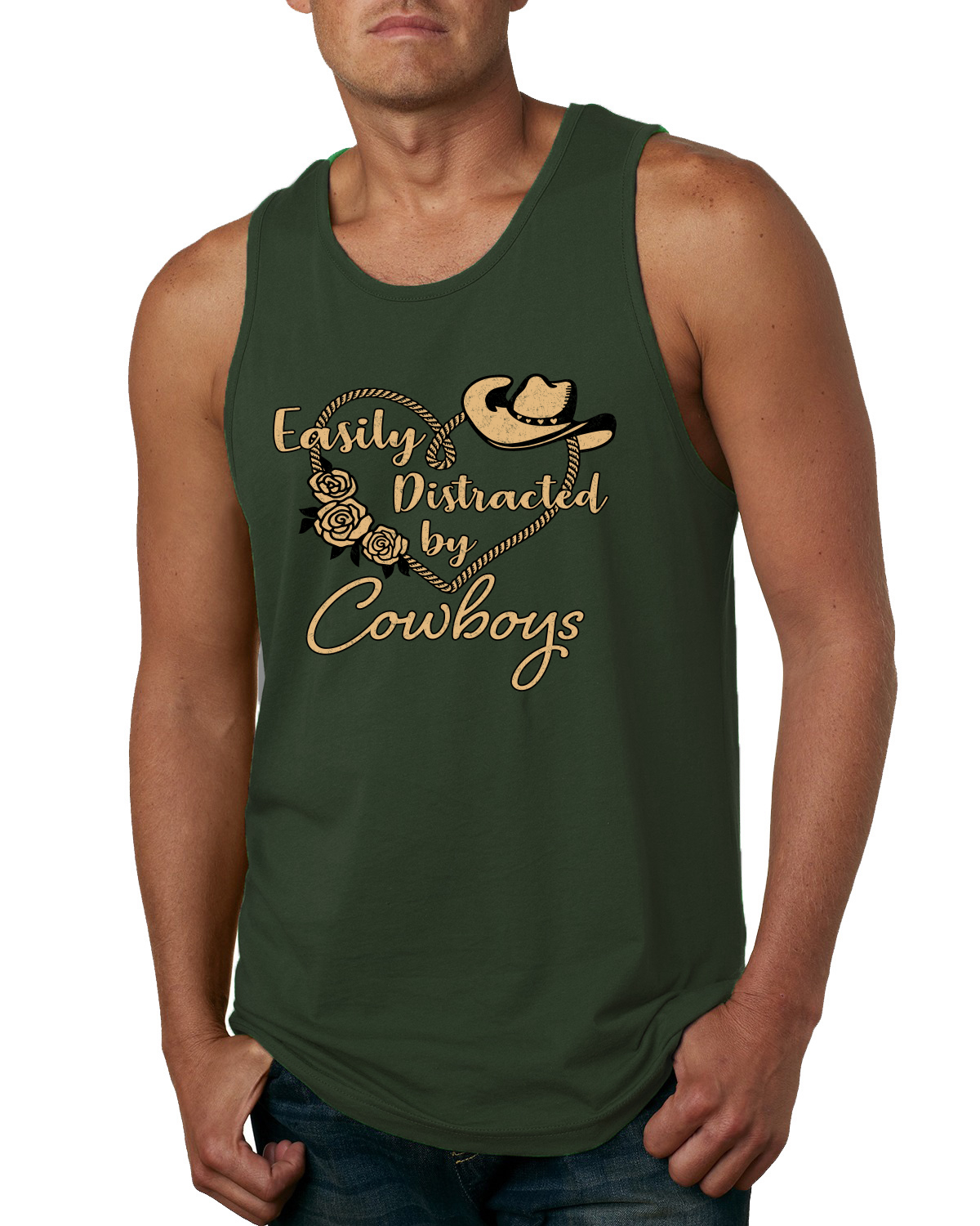 Camiseta sin mangas gráfica Easy Distracted by Cowboys Southern West Wild Men - Imagen 4 de 9
