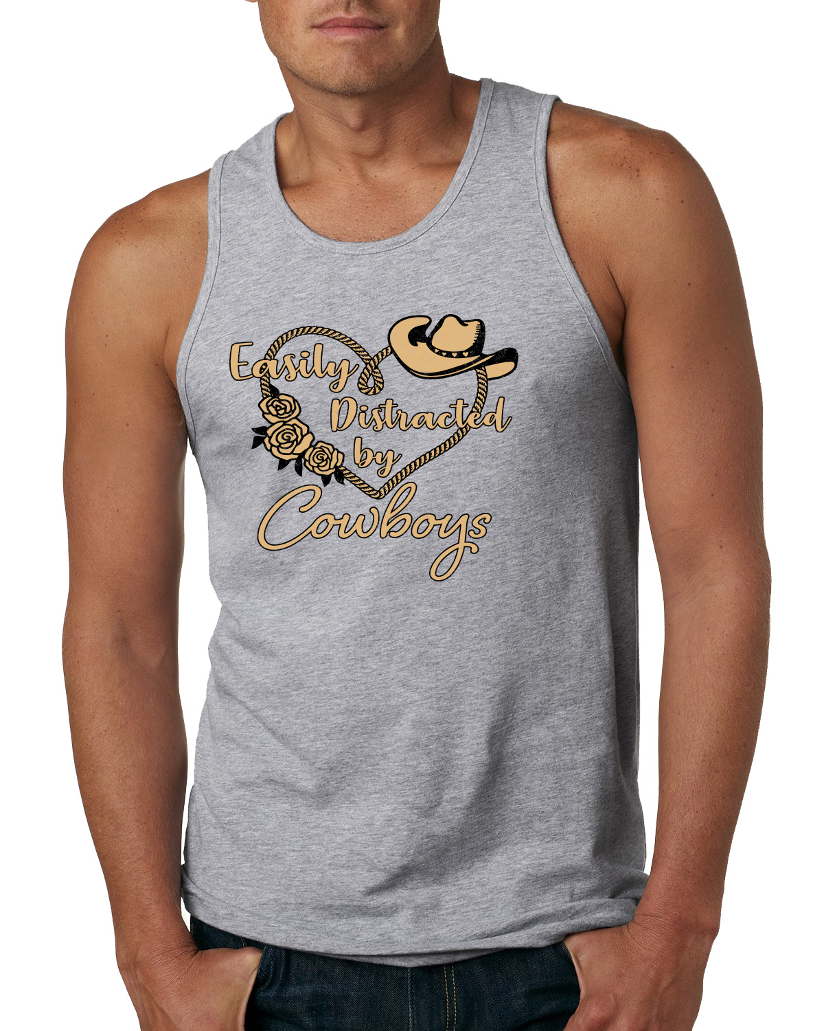 Camiseta sin mangas gráfica Easy Distracted by Cowboys Southern West Wild Men - Imagen 5 de 9