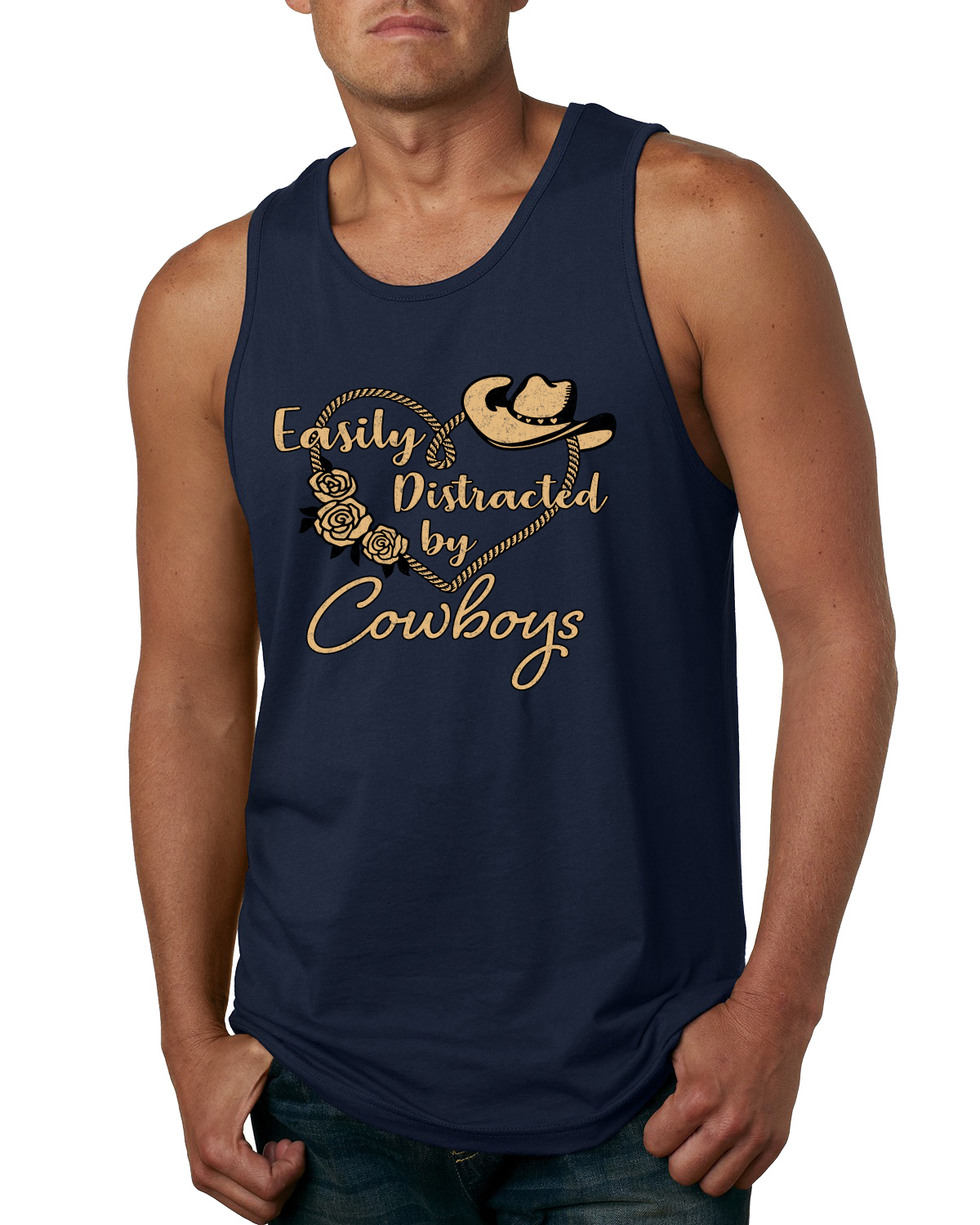 Camiseta sin mangas gráfica Easy Distracted by Cowboys Southern West Wild Men - Imagen 6 de 9