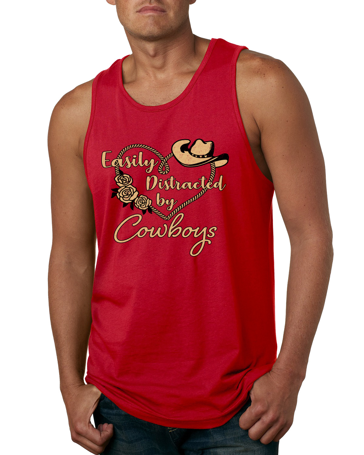 Camiseta sin mangas gráfica Easy Distracted by Cowboys Southern West Wild Men - Imagen 7 de 9