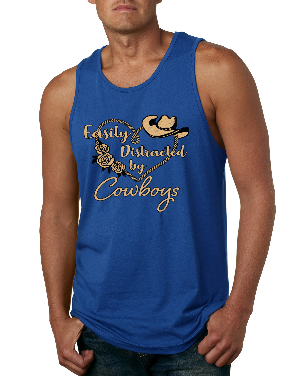 Camiseta sin mangas gráfica Easy Distracted by Cowboys Southern West Wild Men - Imagen 8 de 9