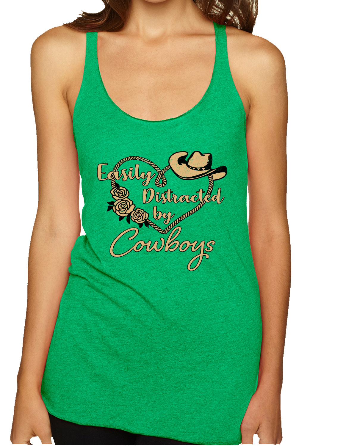Easily Distracted by Cowboys Southern West Wild Tri-Blend Racerback Tank Top - Picture 6 of 16
