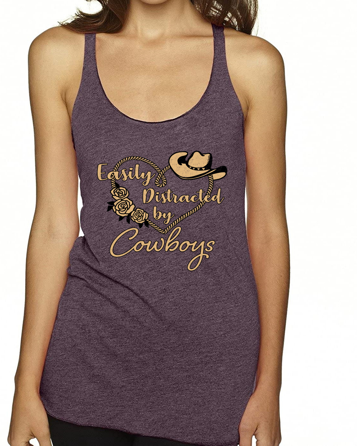 Easily Distracted by Cowboys Southern West Wild Tri-Blend Racerback Tank Top - Picture 16 of 16