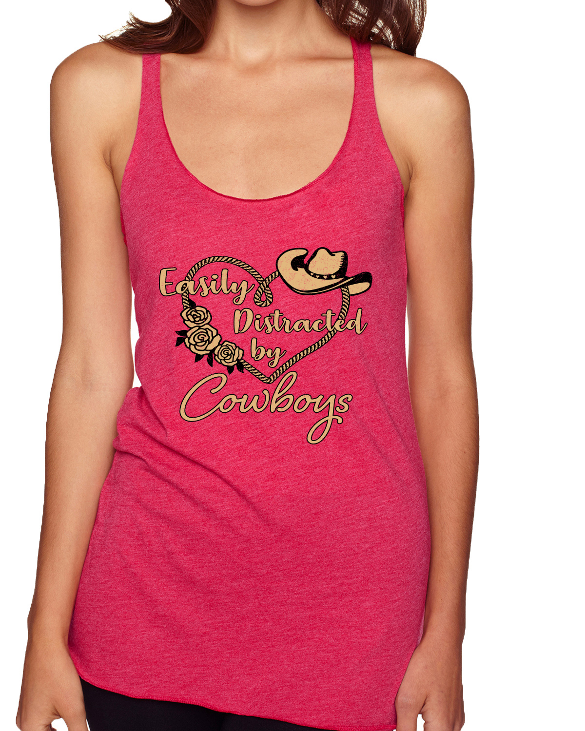 Easily Distracted by Cowboys Southern West Wild Tri-Blend Racerback Tank Top - Picture 14 of 16