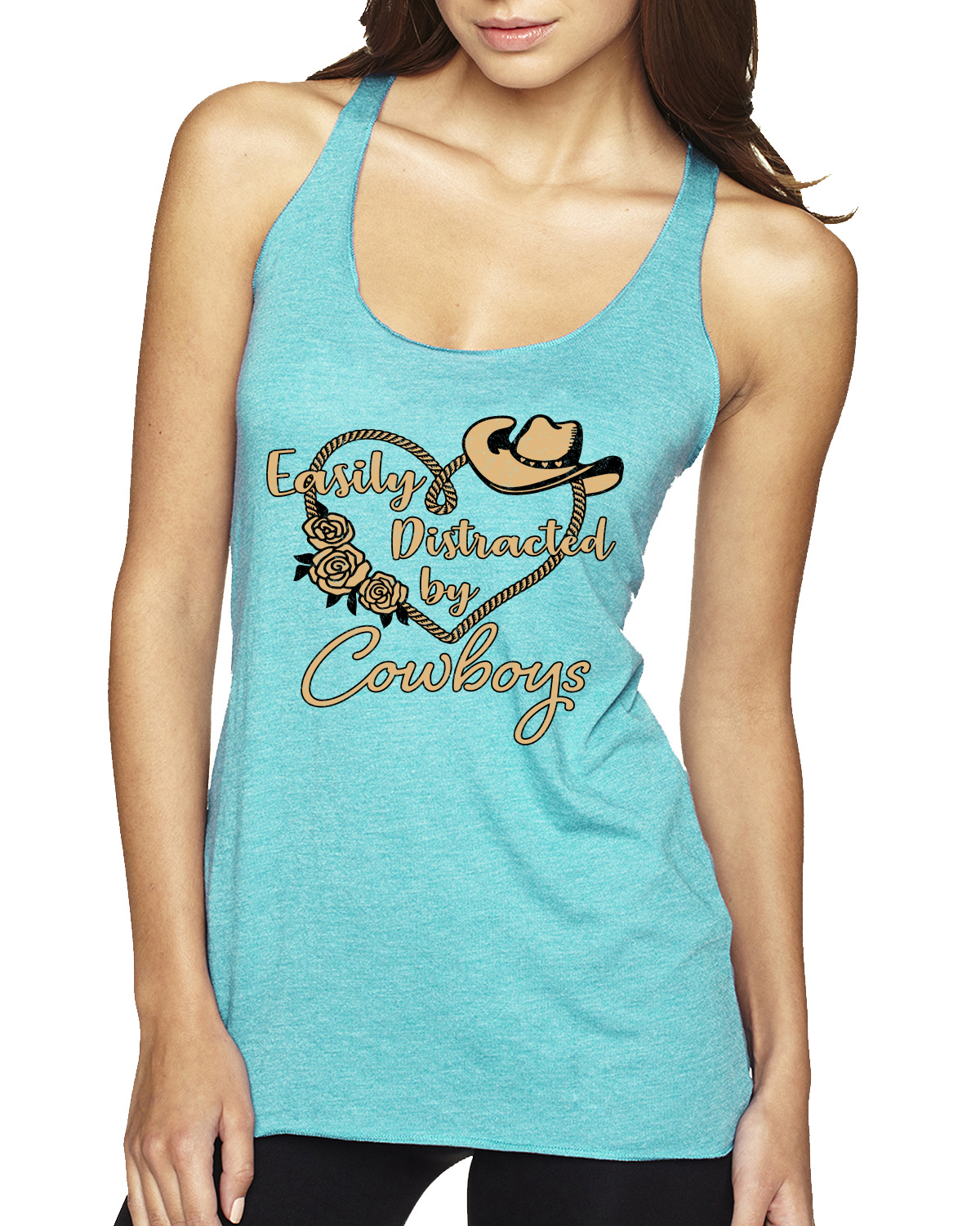Easily Distracted by Cowboys Southern West Wild Tri-Blend Racerback Tank Top - Picture 5 of 16