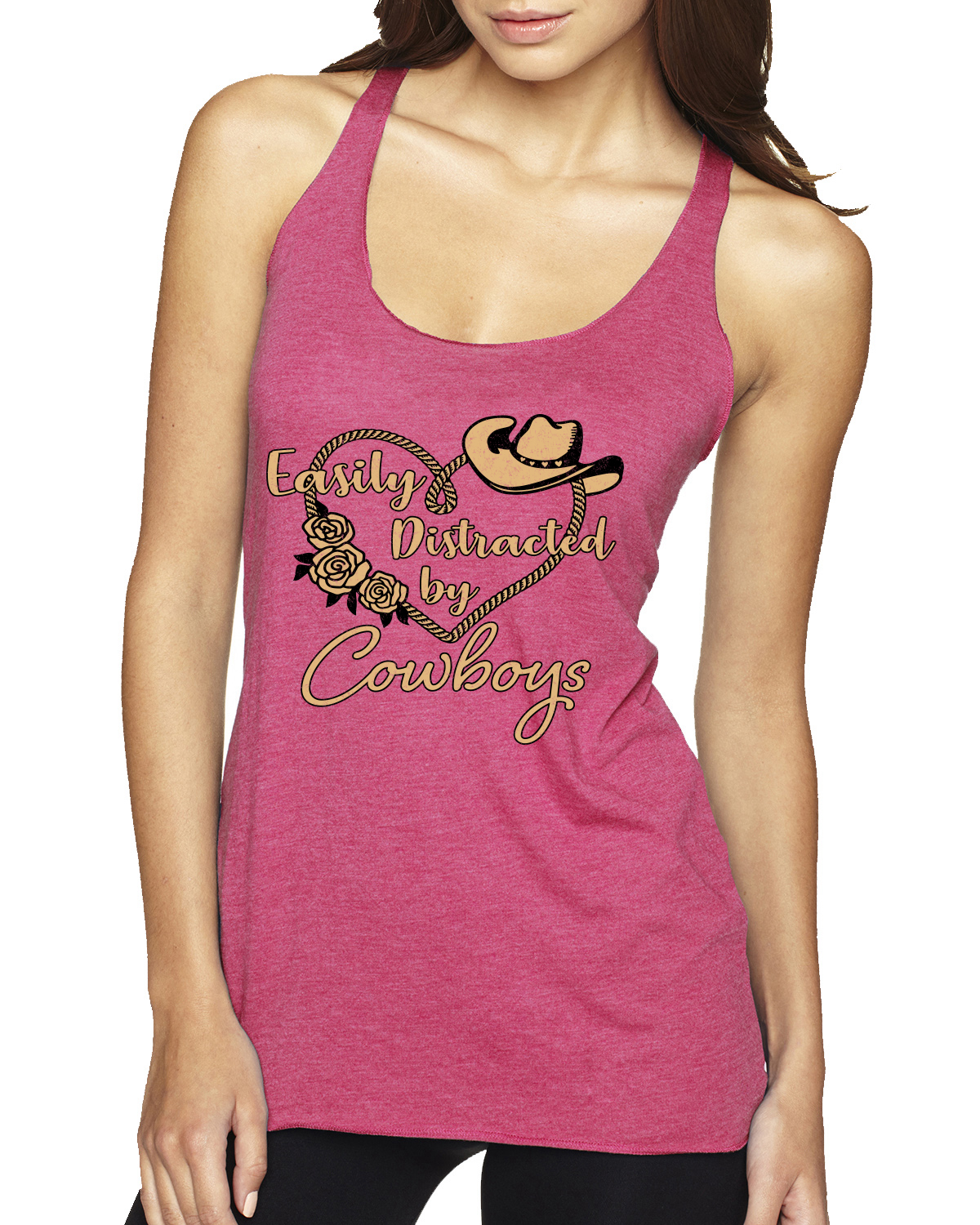 Easily Distracted by Cowboys Southern West Wild Tri-Blend Racerback Tank Top - Picture 15 of 16