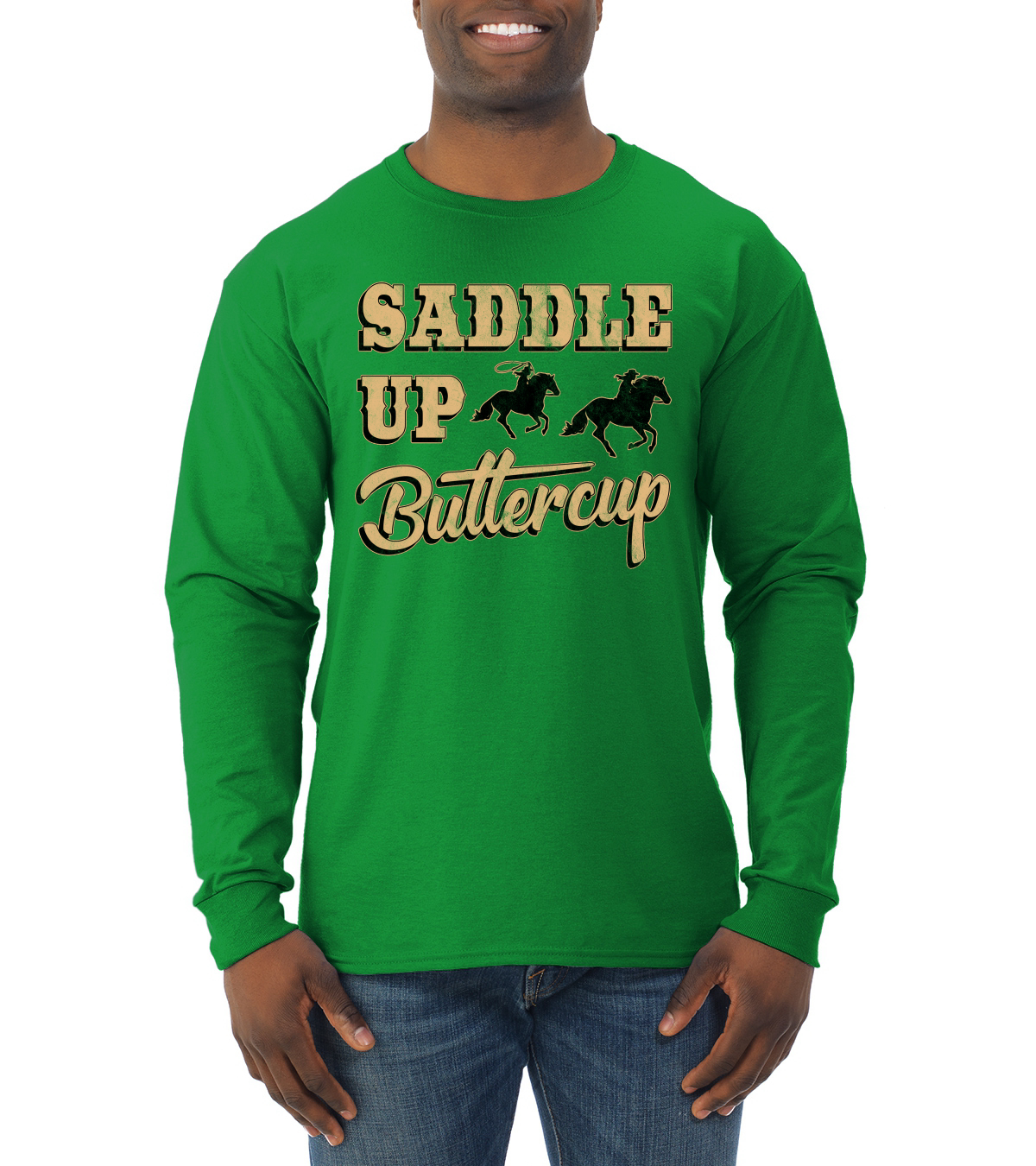 Saddle Up Buttercup Cowgirl Cowboy Men Long Sleeve Shirt - Picture 8 of 17