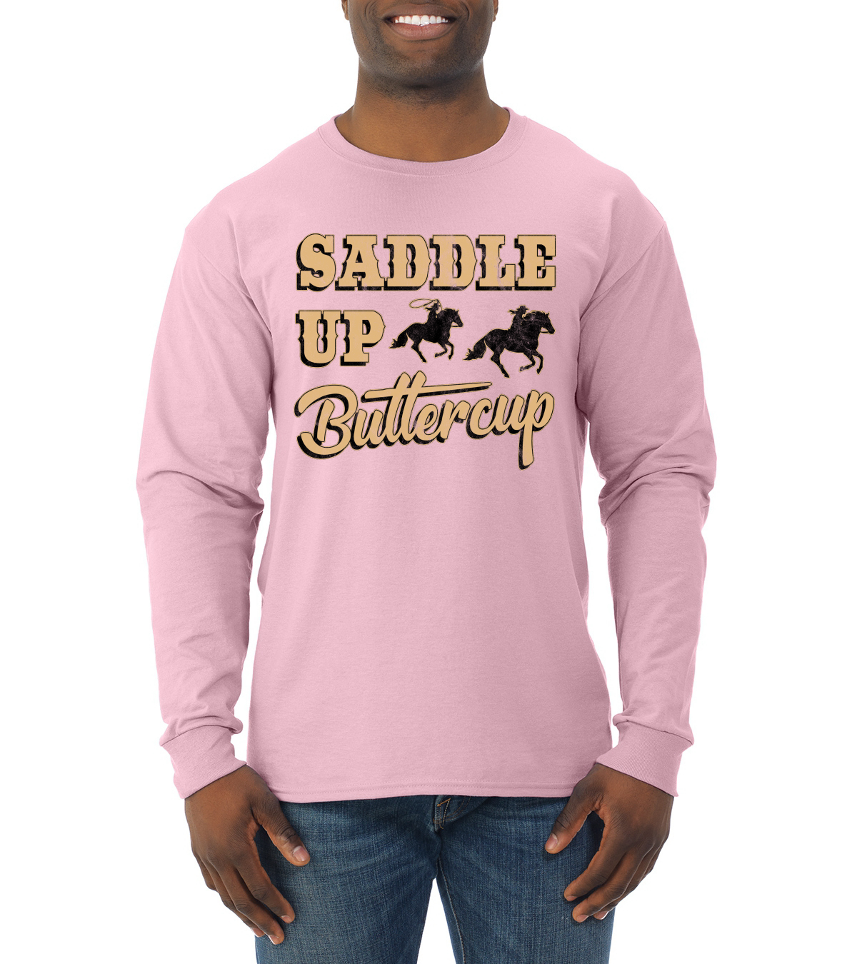 Saddle Up Buttercup Cowgirl Cowboy Men Long Sleeve Shirt - Picture 10 of 17